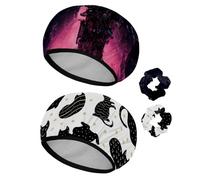 Eslifey Cuffia da doccia riutilizzabile con elastici per capelli da donna, impermeabile, elastica, per capelli lunghi, modello 3D City Futuristic Science Buliding