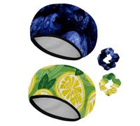 Eslifey Cuffia da doccia riutilizzabile con elastici per capelli da donna, impermeabile, elastica, per capelli lunghi, frutti d'amore, mirtillo, 2 pezzi