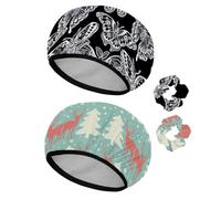 Eslifey Cuffia da doccia riutilizzabile con elastici per capelli da donna, impermeabile, elastica, per capelli lunghi, fantasia, natura, farfalle o falene, motivo arte e spiritualità, 2 pezzi