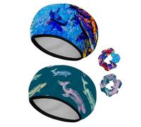 Eslifey Cuffia da doccia riutilizzabile con elastici per capelli da donna, impermeabile, elastica, per capelli lunghi, gondola e pittura a olio di Venezia, 2 pezzi