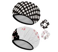 Eslifey Cuffia da doccia riutilizzabile con elastici per capelli, da donna, impermeabile, elastica, per capelli lunghi, frangia diagonale incrociata, 2 pezzi