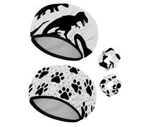 Eslifey Cuffia da doccia riutilizzabile con elastici per capelli, impermeabile, elastica, per capelli lunghi, dinosauri e mostri giurassici, 2 pezzi