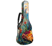 Eslifey Custodia per chitarra acustica con motivo floreale danzante, tracolla regolabile, custodia per chitarra da concerto da 40 41 42 pollici, Multicolore, 42.9x16.9x4.7 in, Organizer per borse