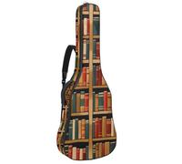 Eslifey Custodia per chitarra acustica con motivo retrò a libreria, tracolla regolabile, custodia per chitarra da 40 41 42 pollici, Colore 7, 42.9x16.9x4.7 in