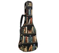 Eslifey Custodia per chitarra acustica con motivo retrò a libreria, tracolla regolabile, custodia per chitarra da 40 41 42 pollici, Colore 1, 42.9x16.9x4.7 in