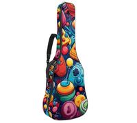 Eslifey Custodia per chitarra acustica con motivo retrò a libreria, tracolla regolabile, custodia per chitarra da 40 41 42 pollici, Colore 8, 42.9x16.9x4.7 in