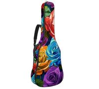 Eslifey Custodia per chitarra acustica, motivo note musicali blu, con stelle, tracolla regolabile, 40 41 e 42 pollici, Colore 8, 42.9x16.9x4.7 in