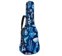 Eslifey Custodia per chitarra acustica, motivo note musicali blu, con stelle, tracolla regolabile, 40 41 e 42 pollici, Colore 5, 42.9x16.9x4.7 in