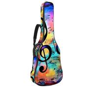 Eslifey Custodia per chitarra acustica, motivo note musicali blu, con stelle, tracolla regolabile, 40 41 e 42 pollici, Colore 10, 42.9x16.9x4.7 in
