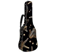 Eslifey Custodia per chitarra acustica, motivo stella marina dorata con sagoma di conchiglie, tracolla regolabile, custodia per chitarra da 40 41 e 42 pollici, Multicolore, 42.9x16.9x4.7 in, Organizer