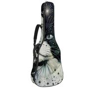 Eslifey Custodia per chitarra acustica Night Star Moon Cat tracolla regolabile custodia per chitarra 40 41 42 pollici, Multicolore, 42.9x16.9x4.7 in, Organizer per borse