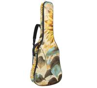Eslifey Custodia per chitarra acustica vintage girasoli lettere tracolla regolabile custodia per chitarra da 40 41 42 pollici, Multicolore, 42.9x16.9x4.7 in, Organizer per borse