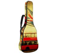 Eslifey Custodia per chitarra acustica vintage testurizzata collage di simboli iconici di Londra Regno Unito tracolla regolabile custodia per chitarra Gig Bag 40 41 42 pollici, Multicolore 1.,