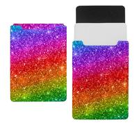 Eslifey Custodia sottile in pelle per computer portatile da 13 pollici con chiusura magnetica, custodia in pelle in microfibra multicolore con glitter arcobaleno