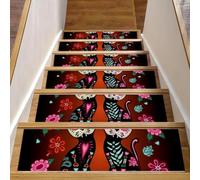 Eslifey Day of the Dead - Set di 15 gradini per scale in legno, antiscivolo, 76,2 x 20,3 cm, per interni, per cani, bambini, anziani, con adesivo riutilizzabile