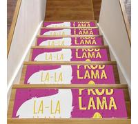 Eslifey Funny Alpaca Cactus No Prob Llama gradini per gradini in legno, confezione da 15, 76,2 x 20,3 cm, antiscivolo, per interni, per scale, cani, bambini, anziani con adesivo riutilizzabile