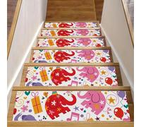 Eslifey Gradini in legno per scale, motivo elefante, note musicali, uccelli, per gradini in legno, antiscivolo, 76,2 x 20,3 cm, per interni, per cani, bambini e anziani, con adesivo riutilizzabile