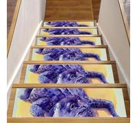 Eslifey Gradini per scale in legno di coccodrillo, ad acquerello, confezione da 15, 76,2 x 20,3 cm, antiscivolo, per interni, per cani, bambini, anziani, con adesivo riutilizzabile