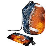 Eslifey Grande borsa di trucco del cordone del barilotto, borsa cosmetica di viaggio del calcio dell'acqua e del fuoco della borsa cosmet, Multicolore, 9.9x6.9in/25.2x17.6cm