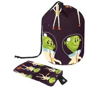Eslifey Grande borsa di trucco del cordone del barilotto, borsa cosmetica di viaggio del modello dell'uva del fumetto divertente borsa portatile, Multicolore 7, 9.9x6.9in/25.2x17.6cm
