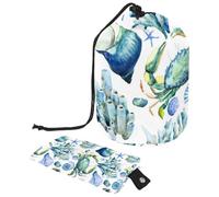 Eslifey Grande borsa di trucco del cordone del barilotto, borsa cosmetica di viaggio del totem egiziano portatile della borsa dell', Multicolore 6., 9.9x6.9in/25.2x17.6cm