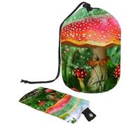 Eslifey Grande borsa di trucco del cordone del barilotto, borsa cosmetica di viaggio della pittura del fungo dell'arcobaleno borsa cosmetica portatile, Multicolore, 9.9x6.9in/25.2x17.6cm