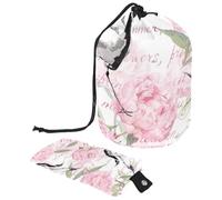 Eslifey Grande borsa di trucco del cordone del barilotto, borsa cosmetica portatile di viaggio del fiore della gru bianca che sboccia la borsa dell'organizzatore, Multicolore 8., 9.9x6.9in/25.2x17.6cm