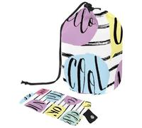 Eslifey Grande borsa di trucco del cordone del barilotto, borsa cosmetica portatile di viaggio del modello del cactus del cowboy che compone, Multicolore 9, 9.9x6.9in/25.2x17.6cm