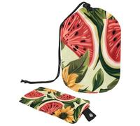 Eslifey Grande borsa di trucco del cordone del barilotto, borsa cosmetica portatile di viaggio del modello dell'anguria dei girasoli che compongono, Multicolore, 9.9x6.9in/25.2x17.6cm