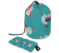 Eslifey Grande borsa di trucco del cordone del barilotto, borsa cosmetica portatile di viaggio del modello dei colibrì che compone, Multicolore, 9.9x6.9in/25.2x17.6cm