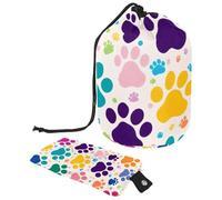 Eslifey Grande borsa di trucco del cordone del barilotto, borsa cosmetica portatile di viaggio del modello dell'impronta della zampa del cane di colore, Multicolore, 9.9x6.9in/25.2x17.6cm