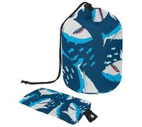 Eslifey Grande borsa di trucco del cordone del barilotto, borsa cosmetica portatile di viaggio del modello degli squali che ululano, Multicolore, 9.9x6.9in/25.2x17.6cm