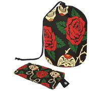 Eslifey Grande borsa di trucco del cordone del barilotto, borsa cosmetica portatile di viaggio del modello floreale della margherita compone, Multicolore 9, 9.9x6.9in/25.2x17.6cm