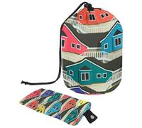 Eslifey Grande borsa di trucco del cordone del barilotto, borsa cosmetica portatile di viaggio dell'apiario dell'ape del miele del villaggio che compone la, Multicolore 6., 9.9x6.9in/25.2x17.6cm