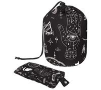 Eslifey Grande borsa per il trucco con coulisse, borsa da viaggio per trucchi con animali magici di Halloween, Multicolore, 9.9x6.9in/25.2x17.6cm