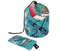 Eslifey Grande borsa per il trucco con coulisse, borsa per cosmetici da viaggio con uccelli ed erbe selvatiche, Multicolore, 9.9x6.9in/25.2x17.6cm