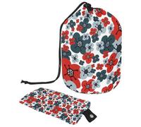Eslifey Grande borsa per il trucco con coulisse, con campi di fiori e mulino a vento, borsa per cosmetici da viaggio portatile, Multicolore 6., 9.9x6.9in/25.2x17.6cm