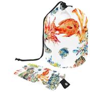 Eslifey Grande borsa per il trucco con coulisse, delfini marini, pesce, cavalluccio marino, borsa cosmetica da viaggio, borsa portatile per trucco, Multicolore 8., 9.9x6.9in/25.2x17.6cm