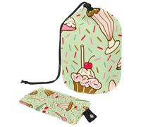 Eslifey Grande borsa per il trucco con coulisse, testa di unicorno con corona di fiori oro rosa glitter corno modello viaggio borsa cosmetica portatile borsa organizer per trucco, Multicolore 2.,