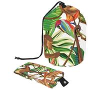 Eslifey Grande borsa per il trucco con coulisse, testa di unicorno con corona di fiori oro rosa glitter corno modello viaggio borsa cosmetica portatile borsa organizer per trucco, Multicolore 4.,