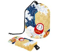 Eslifey Grande borsa per il trucco con coulisse, testa di unicorno con corona di fiori oro rosa glitter corno modello viaggio borsa cosmetica portatile borsa organizer per trucco, Multicolore 5.,
