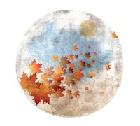 Eslifey Grande tappeto rotondo e soffice, 100 cm, di lusso, morbido, antiscivolo, alla moda, Torre Eiffel di Parigi, con foglie d'acero, tappeto in finta pelliccia, per la cameretta dei bambini