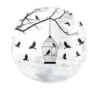 Eslifey Grande tappeto rotondo e soffice, 100 cm, di lusso, morbido, antiscivolo, con bella silhouette di gabbia per uccelli, in finta pelliccia, per il pavimento della cameretta dei bambini