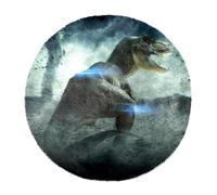 Eslifey Grande tappeto rotondo e soffice, 100 cm, di lusso, morbido, antiscivolo, con dinosauro e tempesta, in finta pelliccia, per cameretta dei bambini