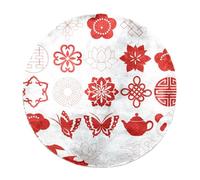 Eslifey Grande tappeto rotondo e soffice, 100 cm, di lusso, morbido, antiscivolo, con icone decorative cinesi, in finta pelliccia, per il pavimento della cameretta dei bambini