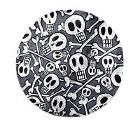 Eslifey Grande tappeto rotondo e soffice, 100 cm, di lusso, morbido, antiscivolo, peloso, con teschi e ossa, in finta pelliccia, per il pavimento della cameretta dei bambini