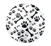 Eslifey Grande tappeto rotondo e soffice, 100 cm, tappeto a pelo lungo, morbido, antiscivolo, con impronte di zampe di cane e ossa, tappeto in finta pelliccia, per il pavimento della cameretta dei