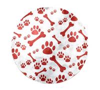 Eslifey Grande tappeto rotondo e soffice, 100 cm, tappeto a pelo lungo, morbido, antiscivolo, con impronte di zampe di cane e ossa, tappeto in finta pelliccia, per il pavimento della cameretta dei