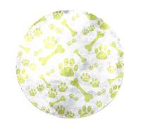 Eslifey Grande tappeto rotondo e soffice, 100 cm, tappeto a pelo lungo, morbido, antiscivolo, con impronte di zampe di cane e ossa, tappeto in finta pelliccia, per il pavimento della cameretta dei