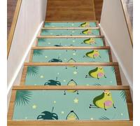 Eslifey Green Avocado - Set di 15 gradini per scale in legno, antiscivolo, 76,2 x 20,3 cm, per interni, per cani, bambini, anziani, con adesivo riutilizzabile